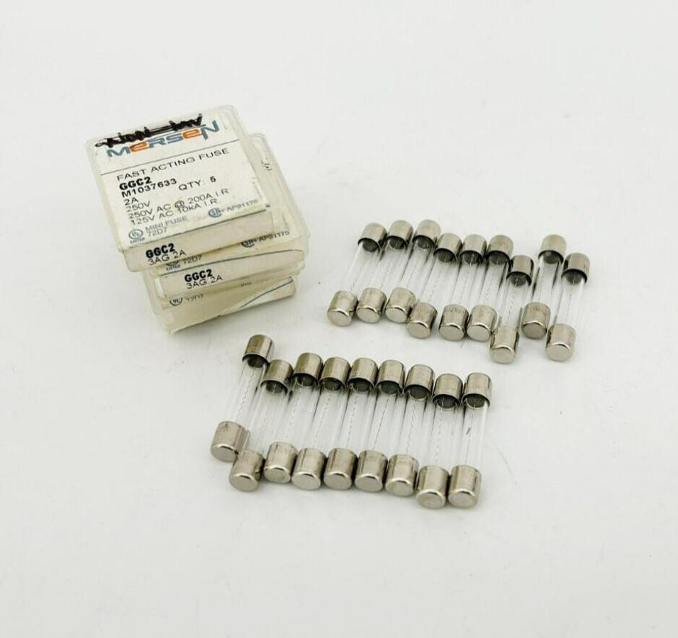Lot of 18 New Mersen GGC2 Fast Acting Fuses, 2A 250VAC