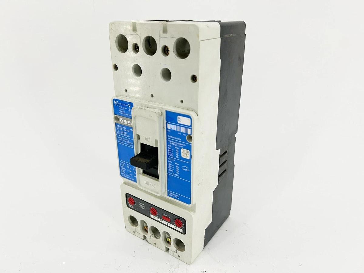 Used Cutler Hammer JD3150 Circuit Breaker 150A 3P 600VAC 250VDC JD3250F + JT3150T
