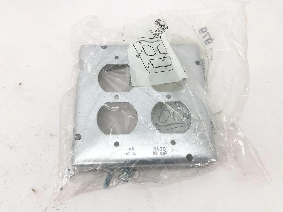 Lot of 3 New Hubbell Raco 979 Square Covers 2-Gang Galvanized 4-11/16"