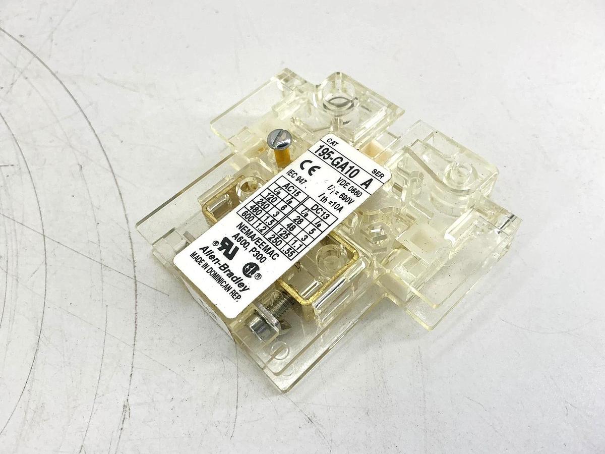 Lot of 2 New Allen Bradley 195-GA10 Ser A Auxiliary Switch Contact 10A 600VAC