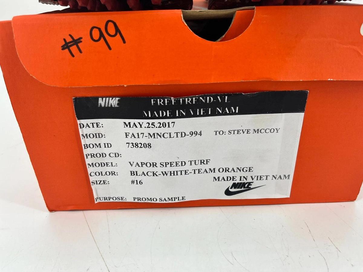 Nike Vapor Speed Turf Black/Orange Size 16 OSU Beavers Promo Sample Cleats