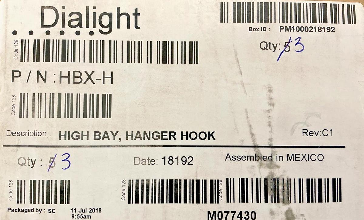 Lot of 3 New Dialight HBX-H High Bay, Hanger Hook Mounting Hanger Hook