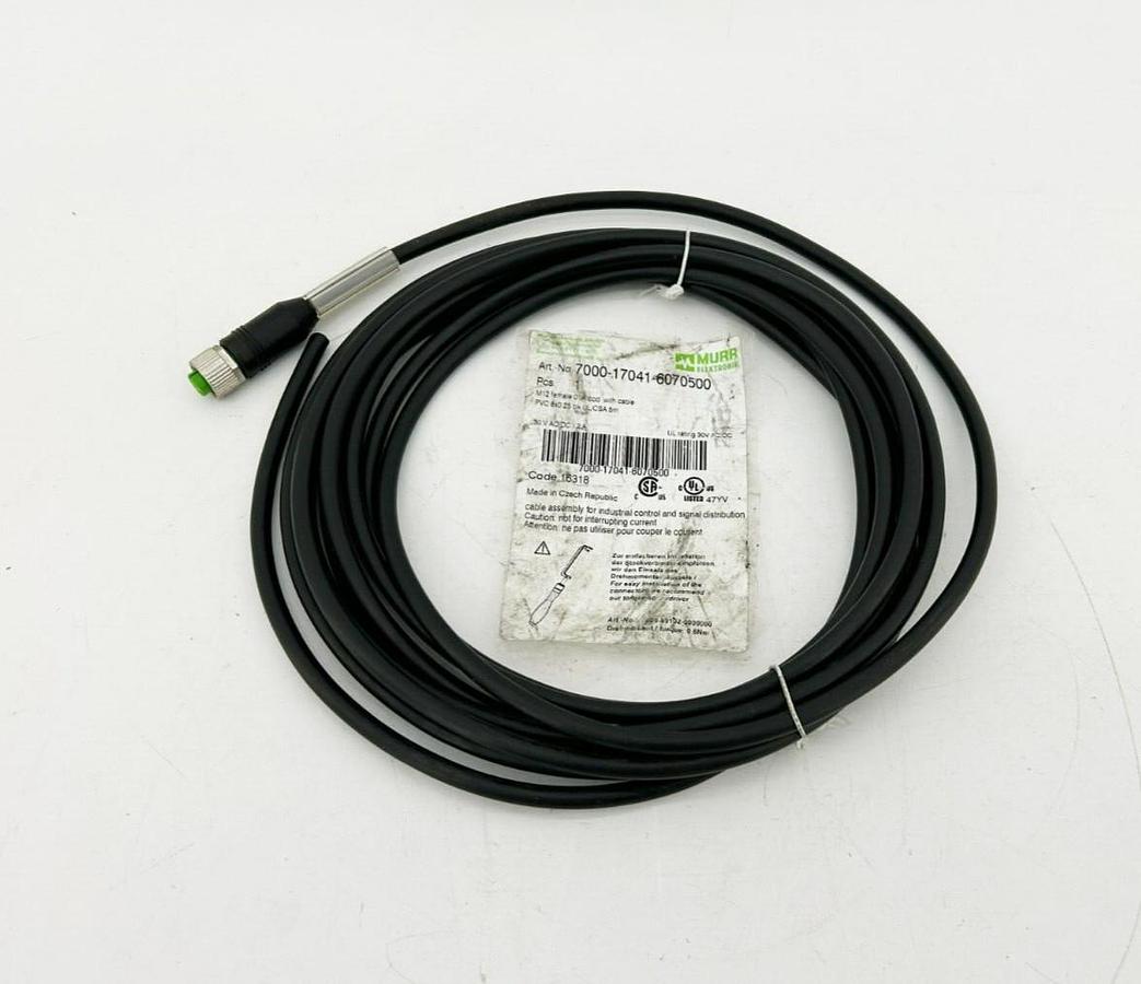 New Murr Elektronic 7000-17041-6070500 Female Connector Cable, 30VAC/DC, 2A, 5m