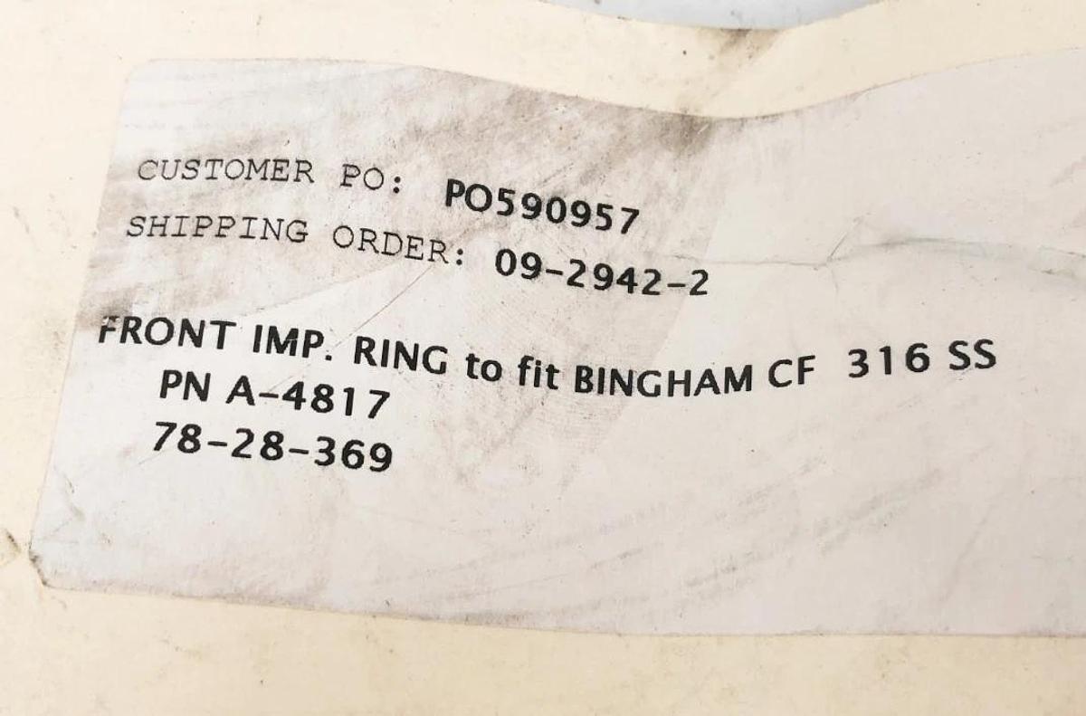 New A-4817 Front Impeller Ring for Bingham CF 316SS - No Box