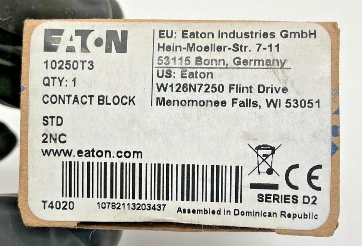 Lot of 2 New Eaton 10250T3 Ser D2 Contact Block 2NC 10A 600V