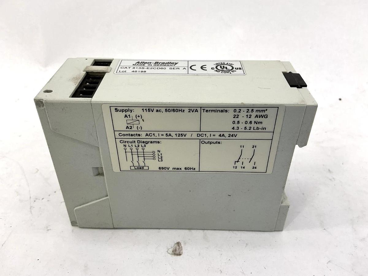 Used Allen Bradley 813S-E2CD60 Ser A Phase Monitor 250-690V 60HZ 115VCP 3 Phase