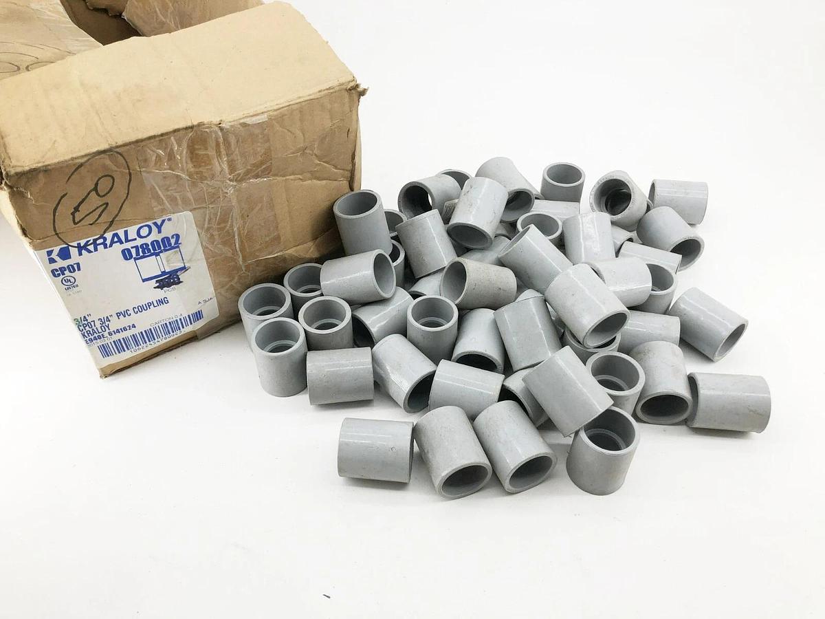 Lot of 54 New Kraloy CP07 3/4" PVC Couplings 078002