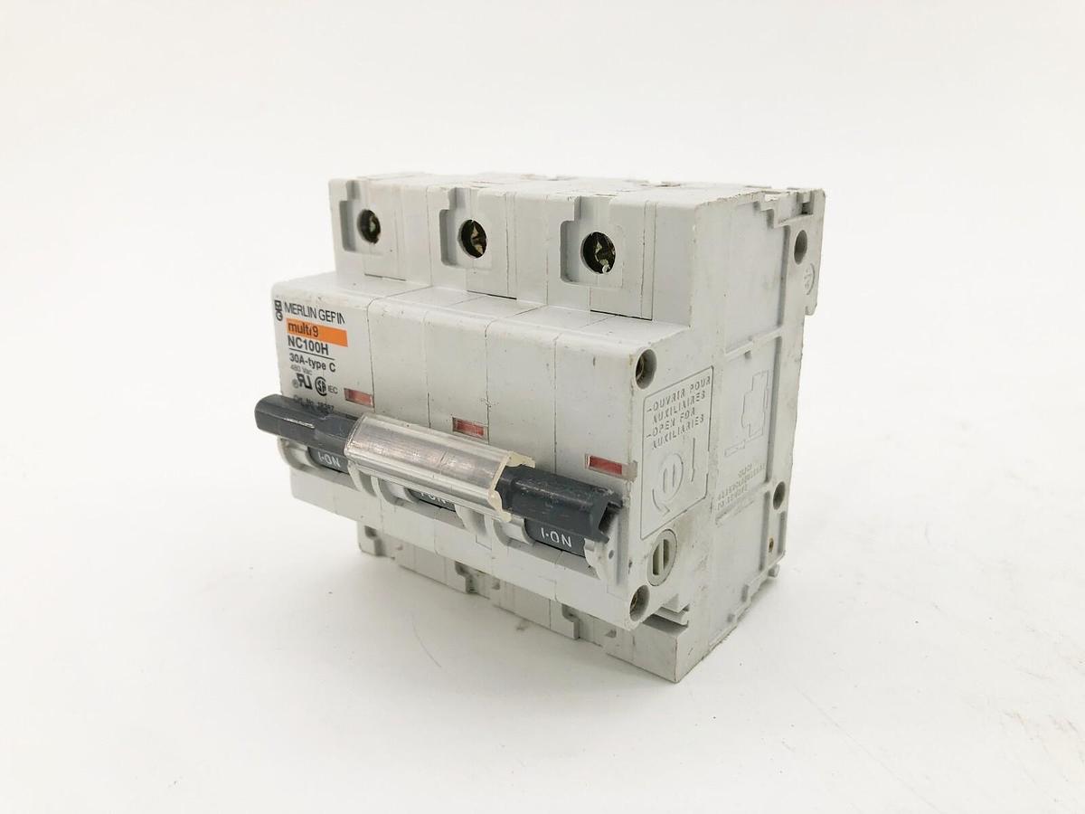New Merlin Gerin NC100H Supplementary Protector 30A 3 Pole Type C - No Box