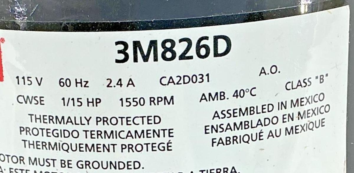 Used Dayton 3M826D Pedestal Fan Motor OD-3/8in1550RPM 2.4A 115V 60HZ 3M826