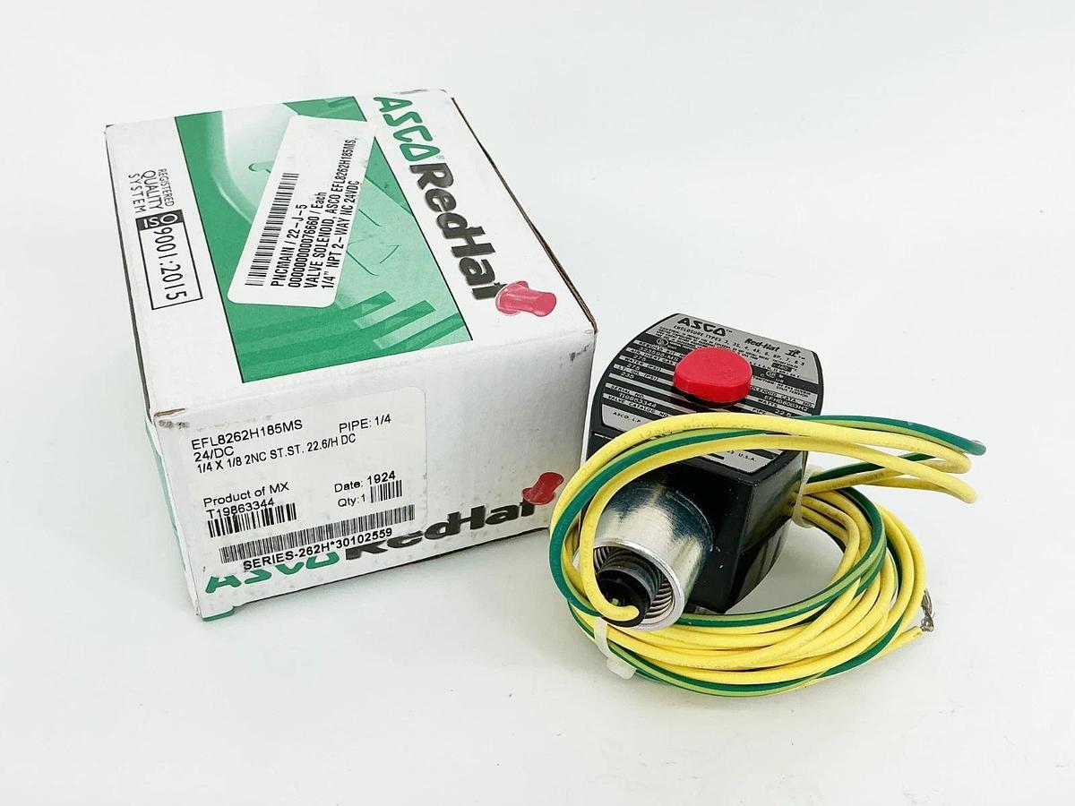 New Asco EFL8262H185MS Solenoid Valve 275PSI 1/4" 24VDC 22.6W