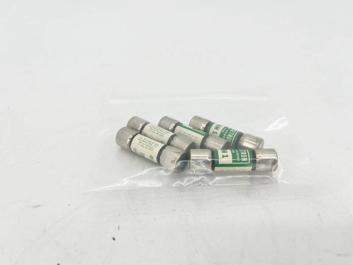 Lot of 5 New Bussmann Fusetron FNM-1 Fuses 1A 250V