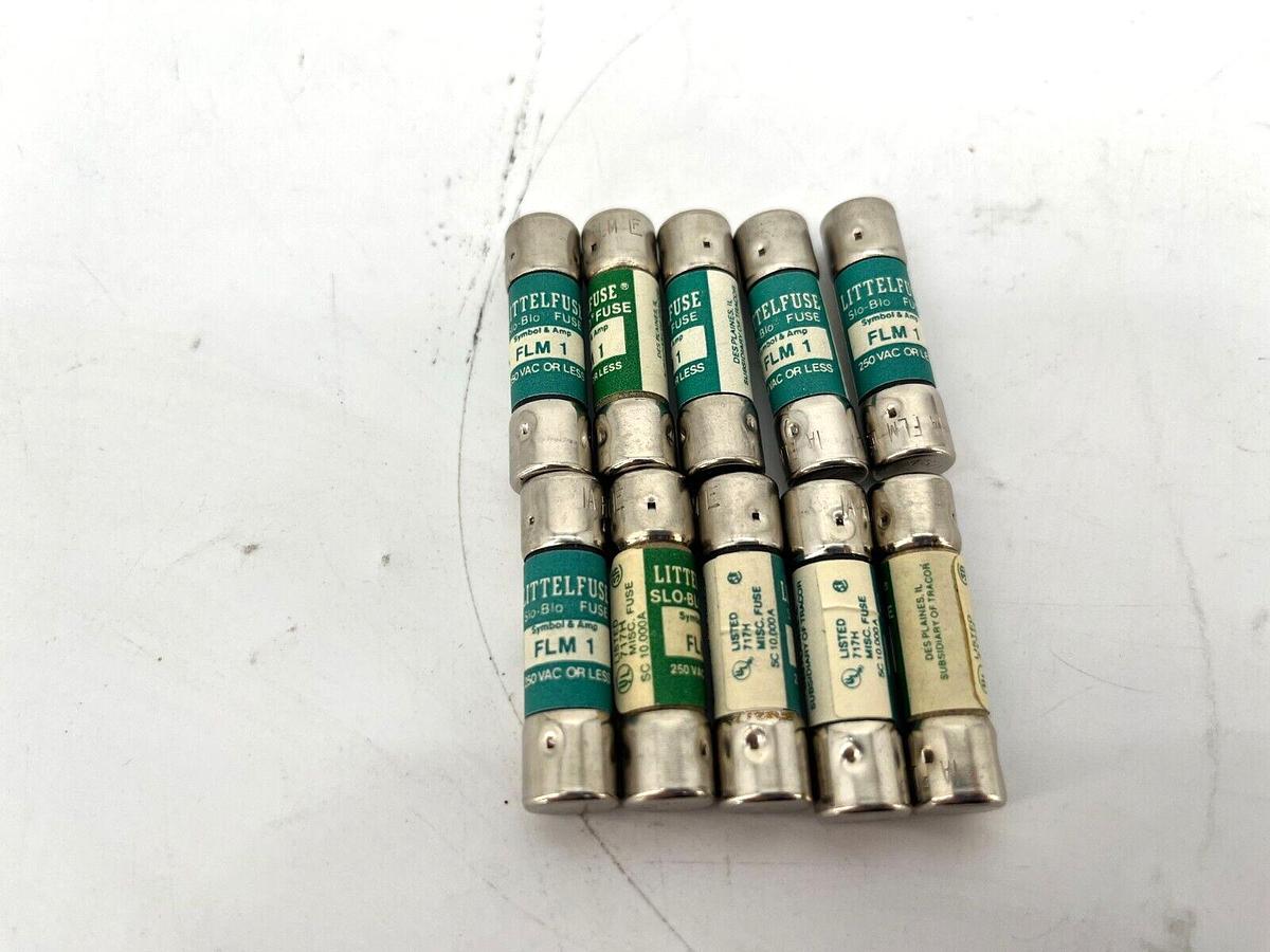 Lot of 10 New Littelfuse FLM1 Fuses 1A 250V