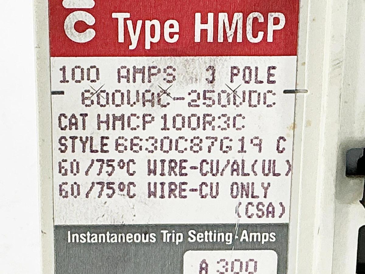 New Westinghouse HMCP100R3C Circuit Breaker 100A 3P 600VAC 250VDC - No Box