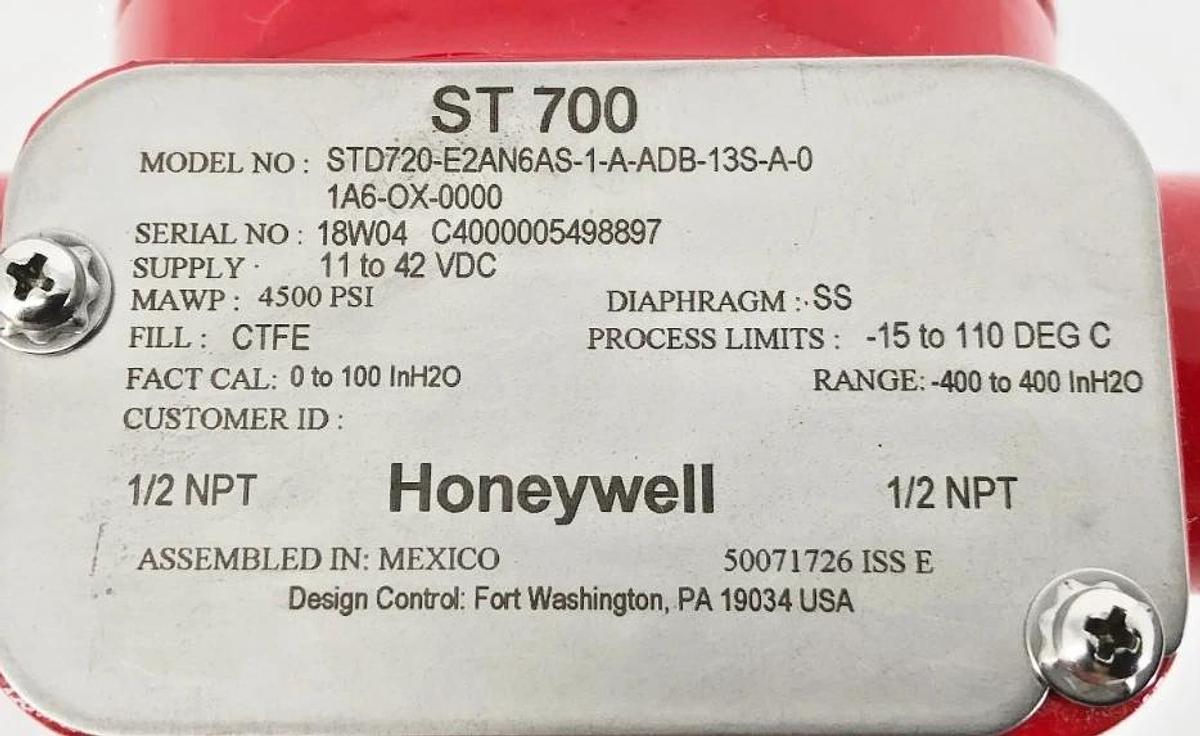 New Honeywell STD720-E2AN6AS-1-A-ADB-13S-A-01A6-OX-0000 Pressure Transmitter
