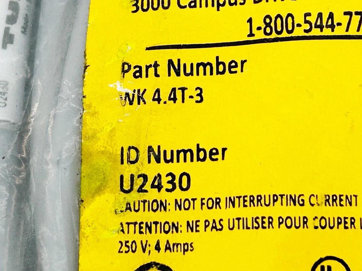 New Turck WK 4.4T-3 Single Ended Cordset 4 Wire M12 Euro Fast U2430