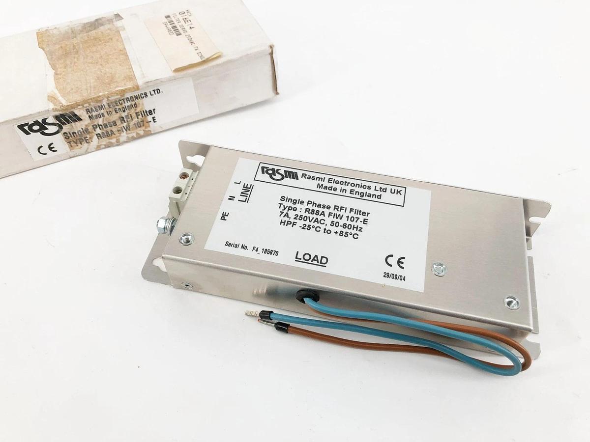 New Rasmi Electronics R88A-FIW-107-E Single Phase RFI Filter 7A 250VAC
