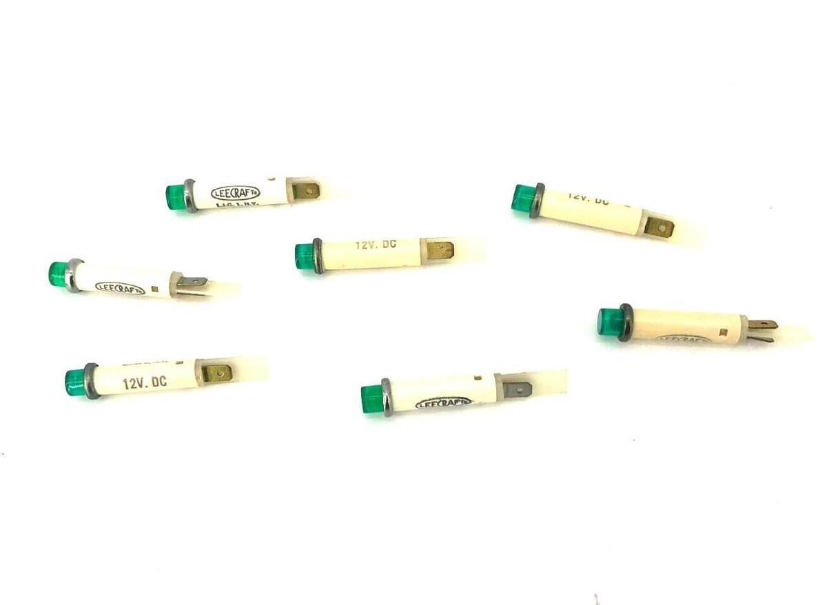 Lot of 7 New Leecraft L.I.C. 1, N.Y. Indicator Lights Green 12VDC