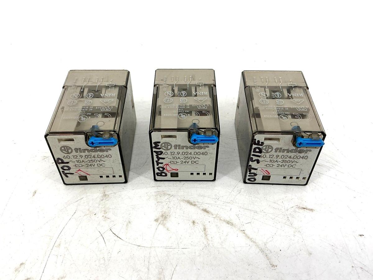Used Lot of 3 Finder 60.12.9.024.0040 General Purpose Relay 8-Pin 24VDC Coil 10A 250V