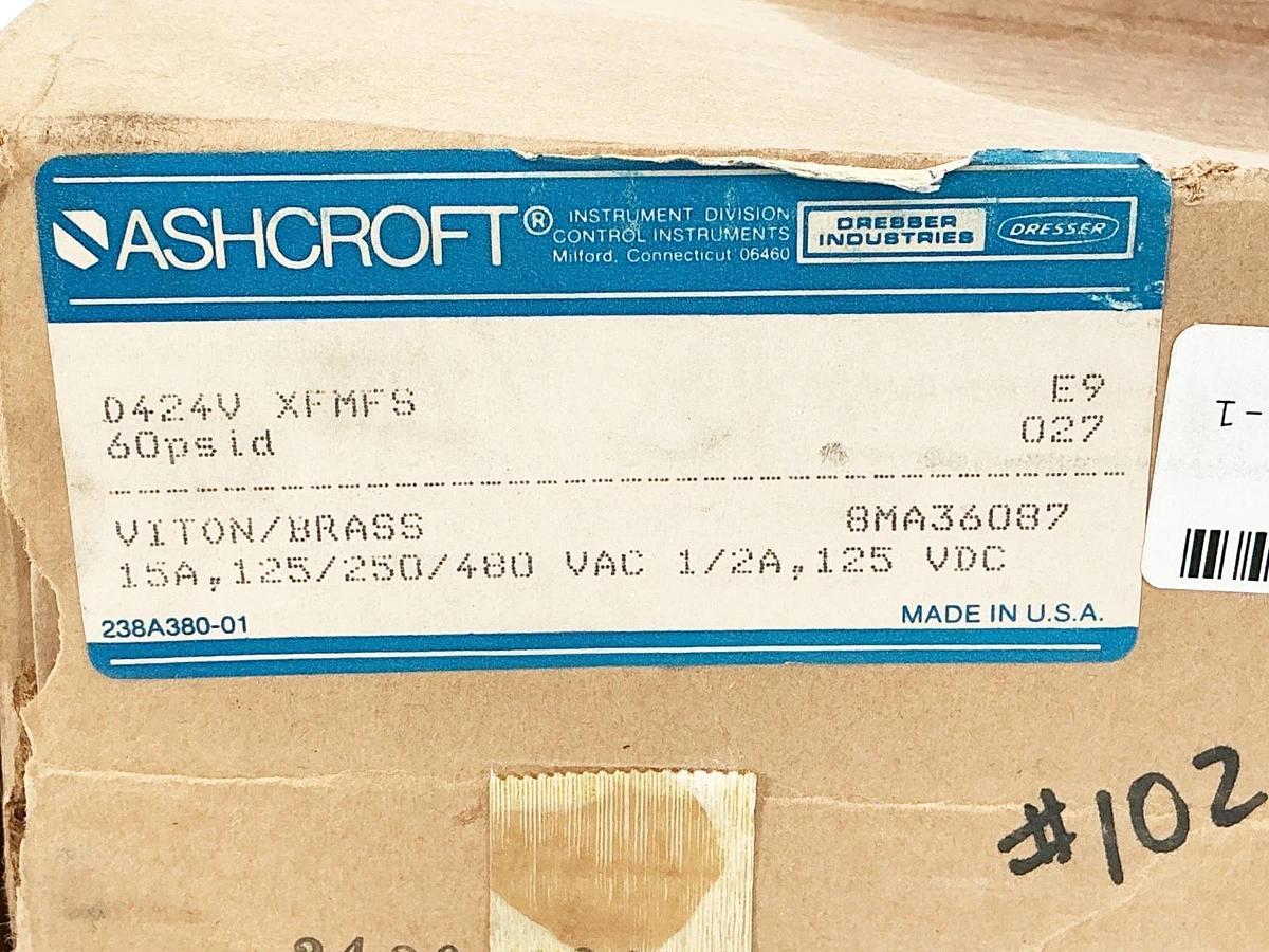 New Ashcroft D424V XFMFS Pressure Switch 15A 480V 60-2000PSI 4Kg/cm2 400kPa