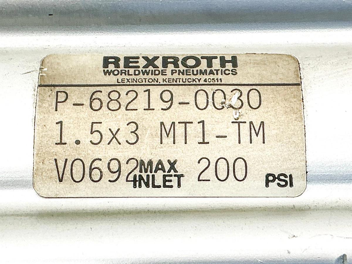 Used Rexroth P-68219-0030 Pneumatic Cylinder 200PSI 1.5" Bore 3" Stroke V0692