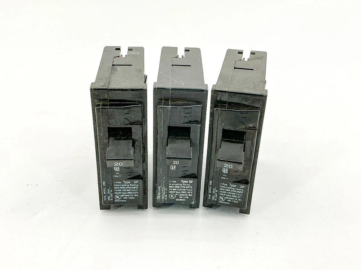 New Lot of 3 ITE QP120 Circuit Breaker 20A 240V 1P Type QP - No Box