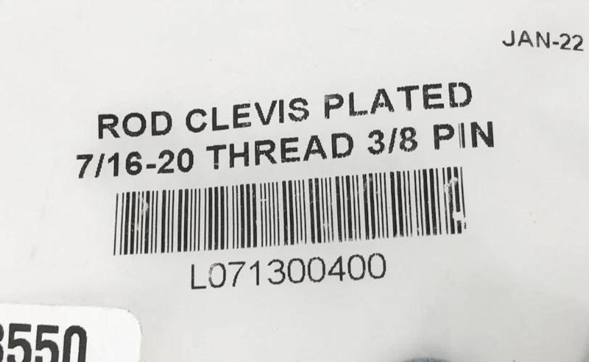 Lot of 5 New Parker L071300400 Clevis Rod Kits 0.75in 7/16-20 Thread 3/8 Pin