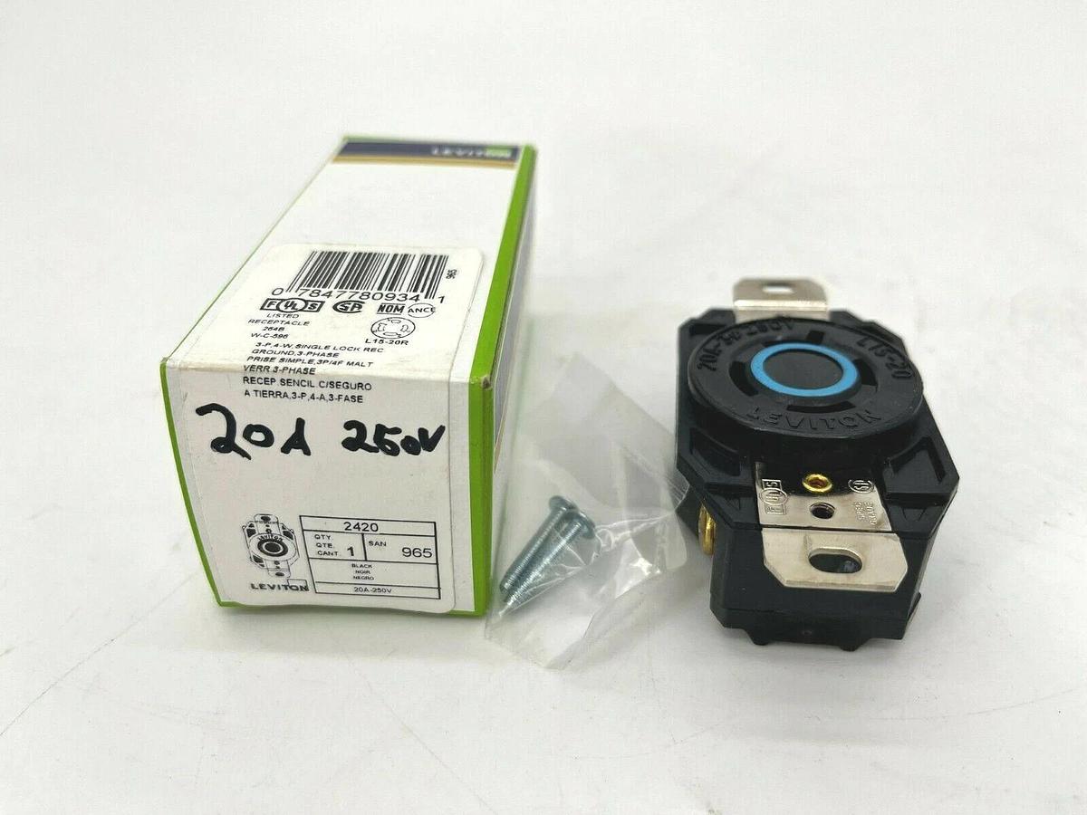 Used New Leviton 2420 Flush Mounting Locking Receptacle 20A 250V