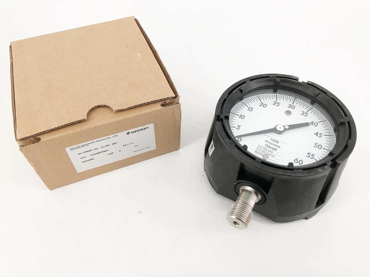 New Ashcroft 45-1259SD-04L-XLJSG-60# Gauge 4-1/2" 60psi 1/2" LM