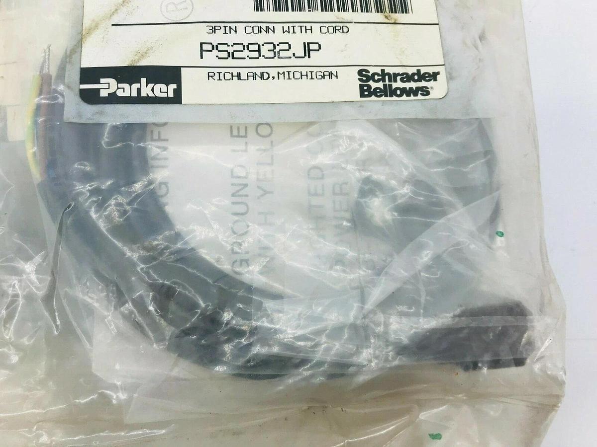 Used Lot of 3 New Parker PS2932JP 3 Pin Connector W/ Cord