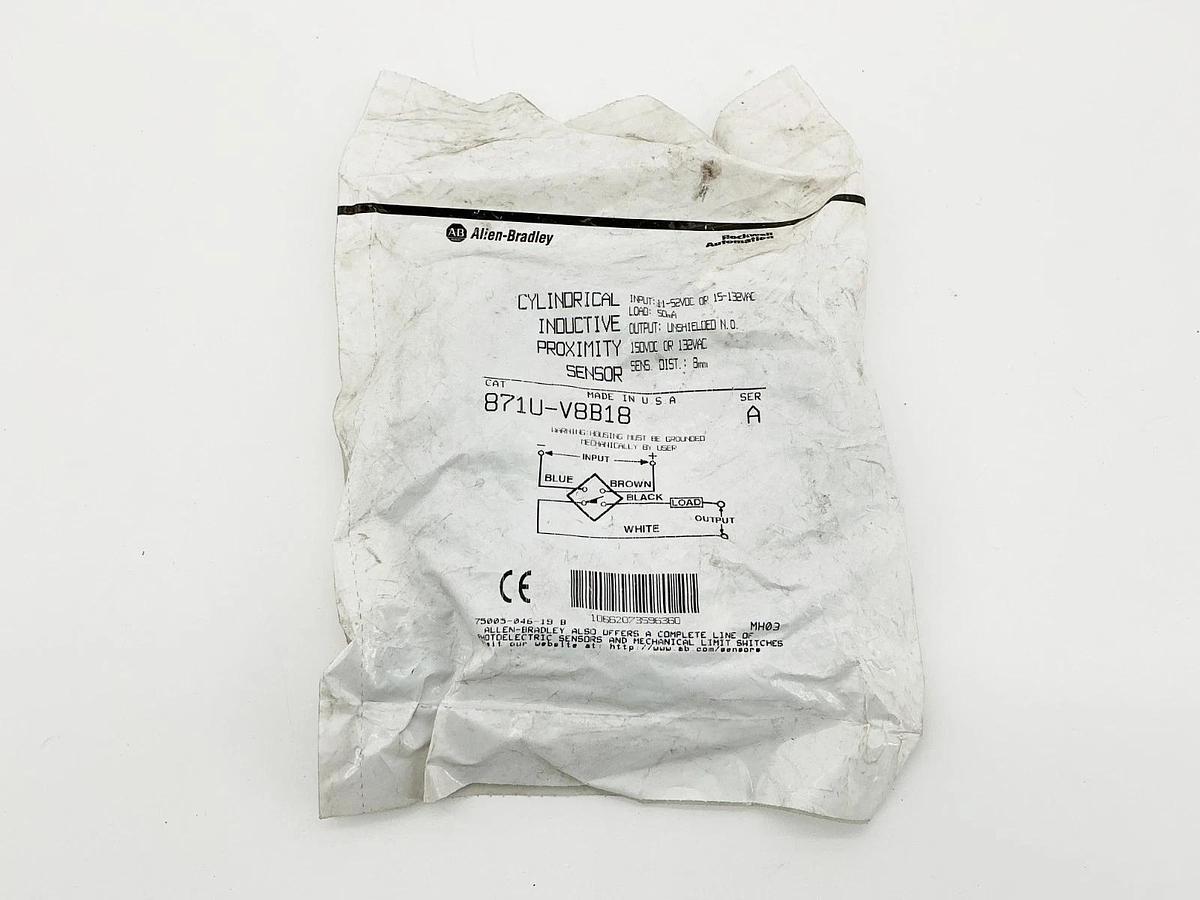 New Allen Bradley 871U-V8B18 Cylindrical Inductive Proximity Sensor 150V Ser.A
