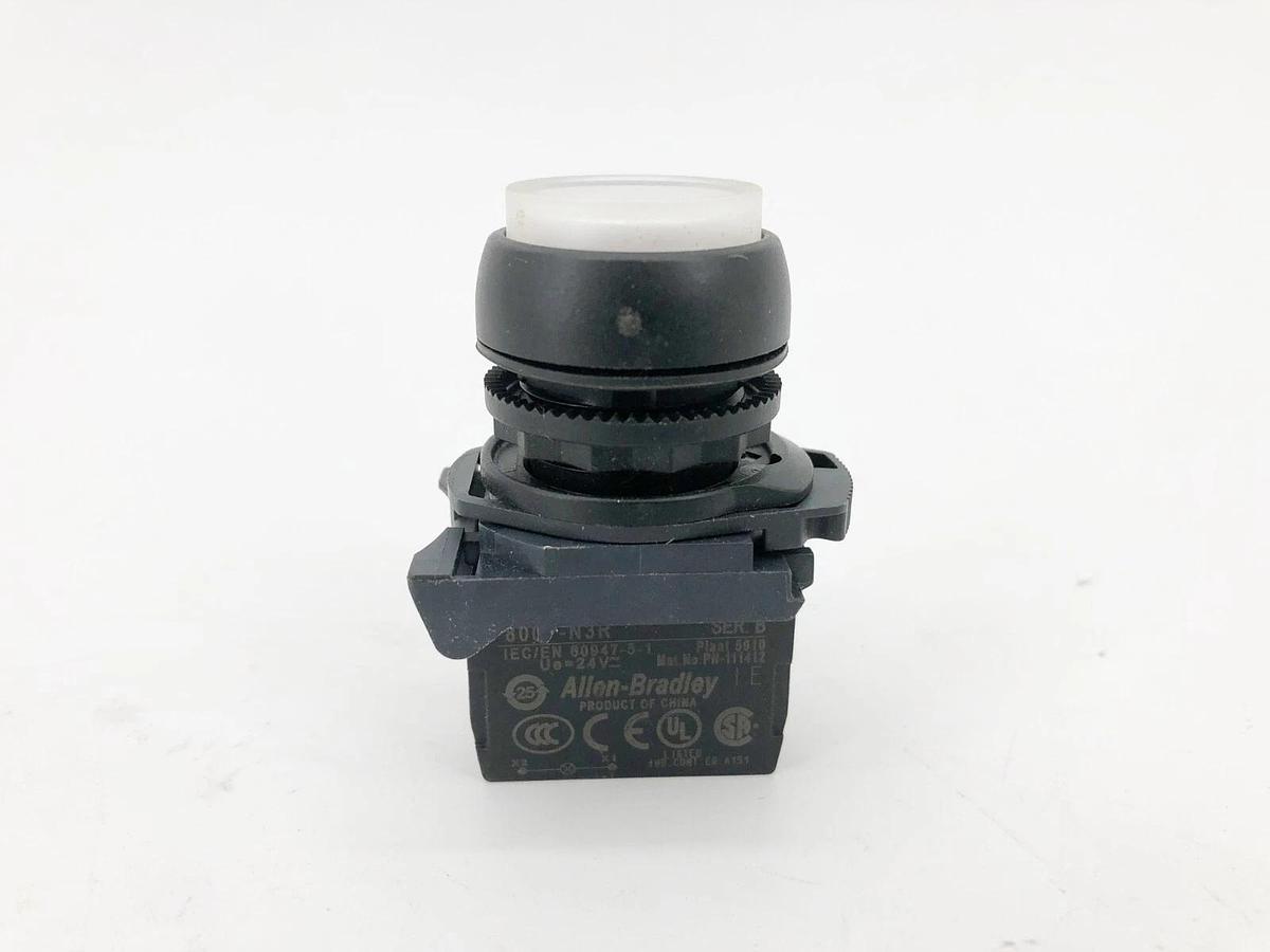New Allen Bradley 800F-N3R Ser. B Red LED Module w/ Pushbutton 24VAC/DC 22mm