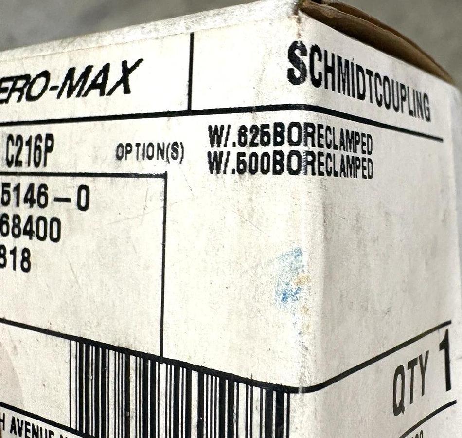 New Zero-Max C216P Control Flex Coupling .625" & .500" Clamped Bores 5/8" x 1/2"