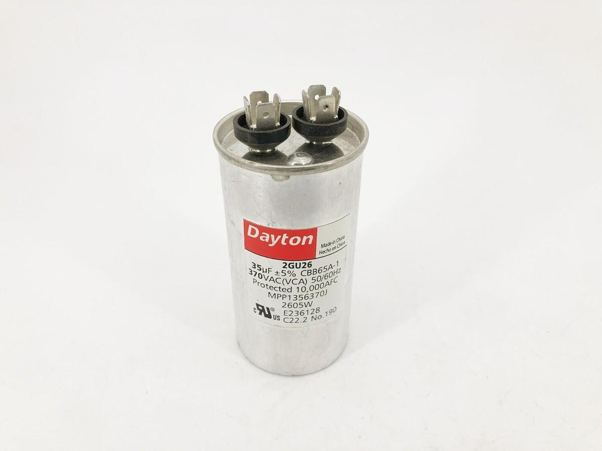 New Dayton 2GU26 Motor Run Capacitor 35μF 370VAC 50/60Hz MPP1356370J
