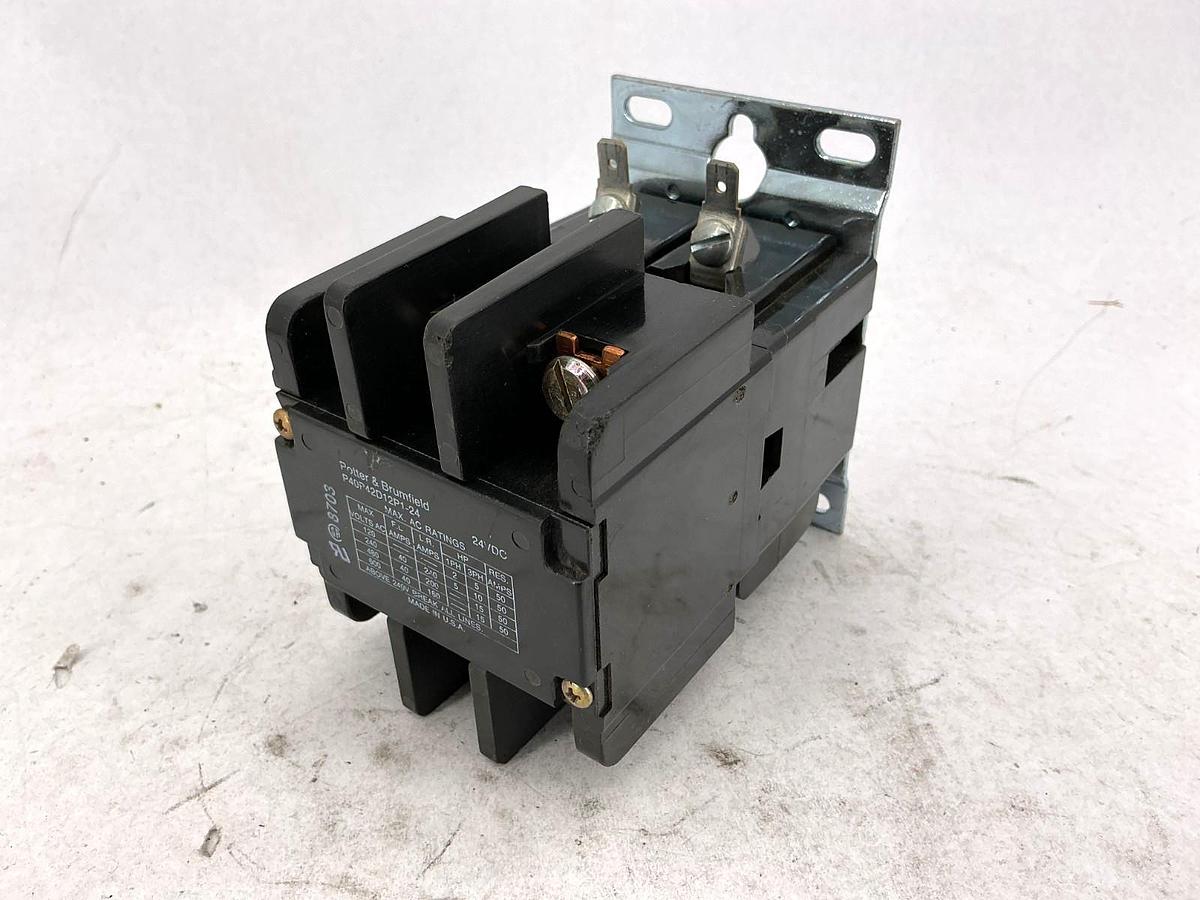Used Potter & Brumfield P40P42D12P1-24 Contactor 3-Pole 24VDC Coil 50A 600V