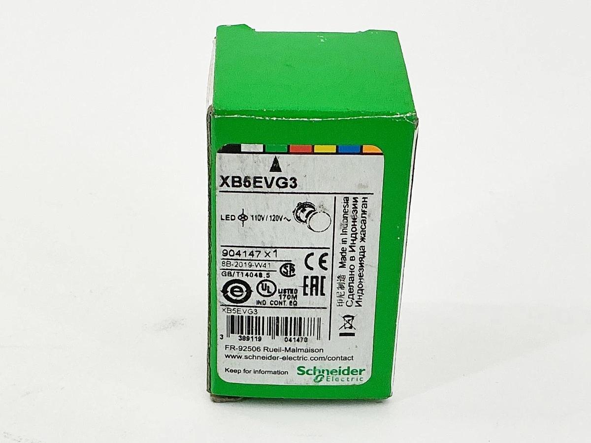 New Schneider Electric XB5EVG3 Pilot Light 120Vac Green 22MM