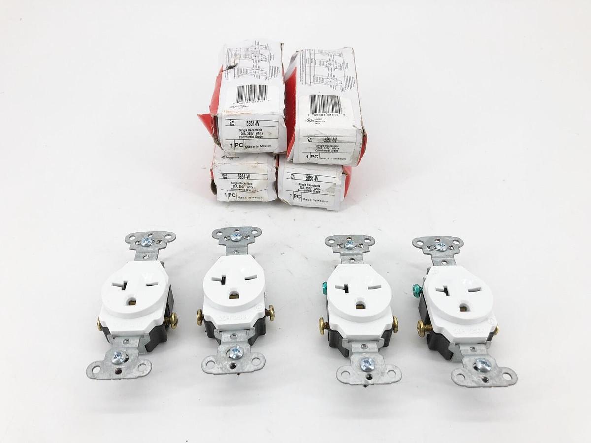 Lot of 4 New Legrand 5851-W Single Receptacles 20A 250V White