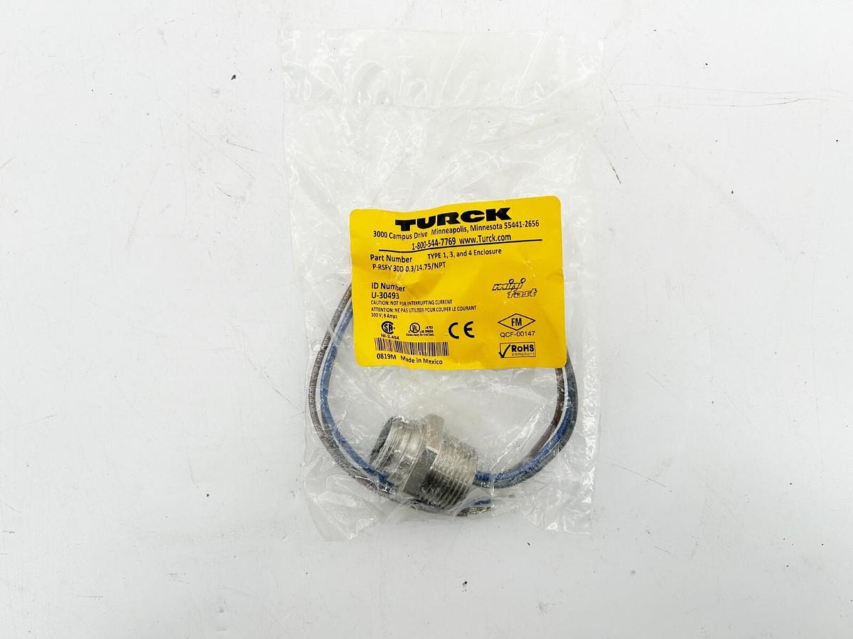 New Turck P-RSFV 30D-0.3/14.75/NPT Cordset 7.8" Minifast U-30493