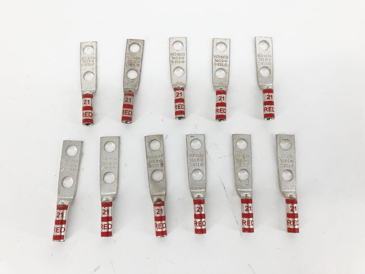 Lot of 11 New Thomas & Betts 54851BEPH Lugs 2-Hole 8STR-23N Red 21 - No Box