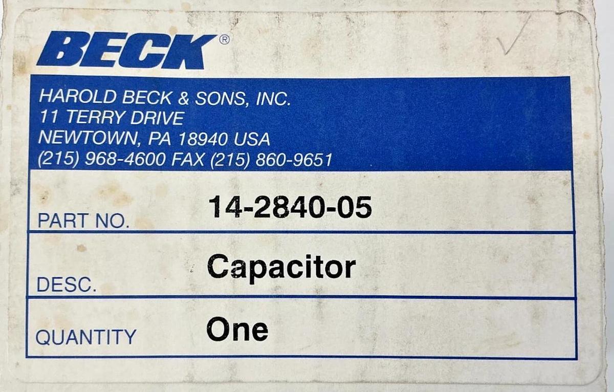 New Beck 14-2840-05 Capacitor 8uF 330VAC 50/60HZ 14284005
