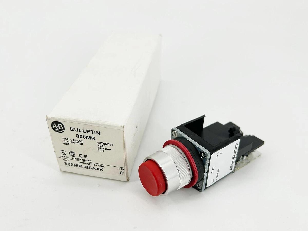 New Allen Bradley 800MR-B6A4K Pushbutton Momentary Contact Red Ser.C