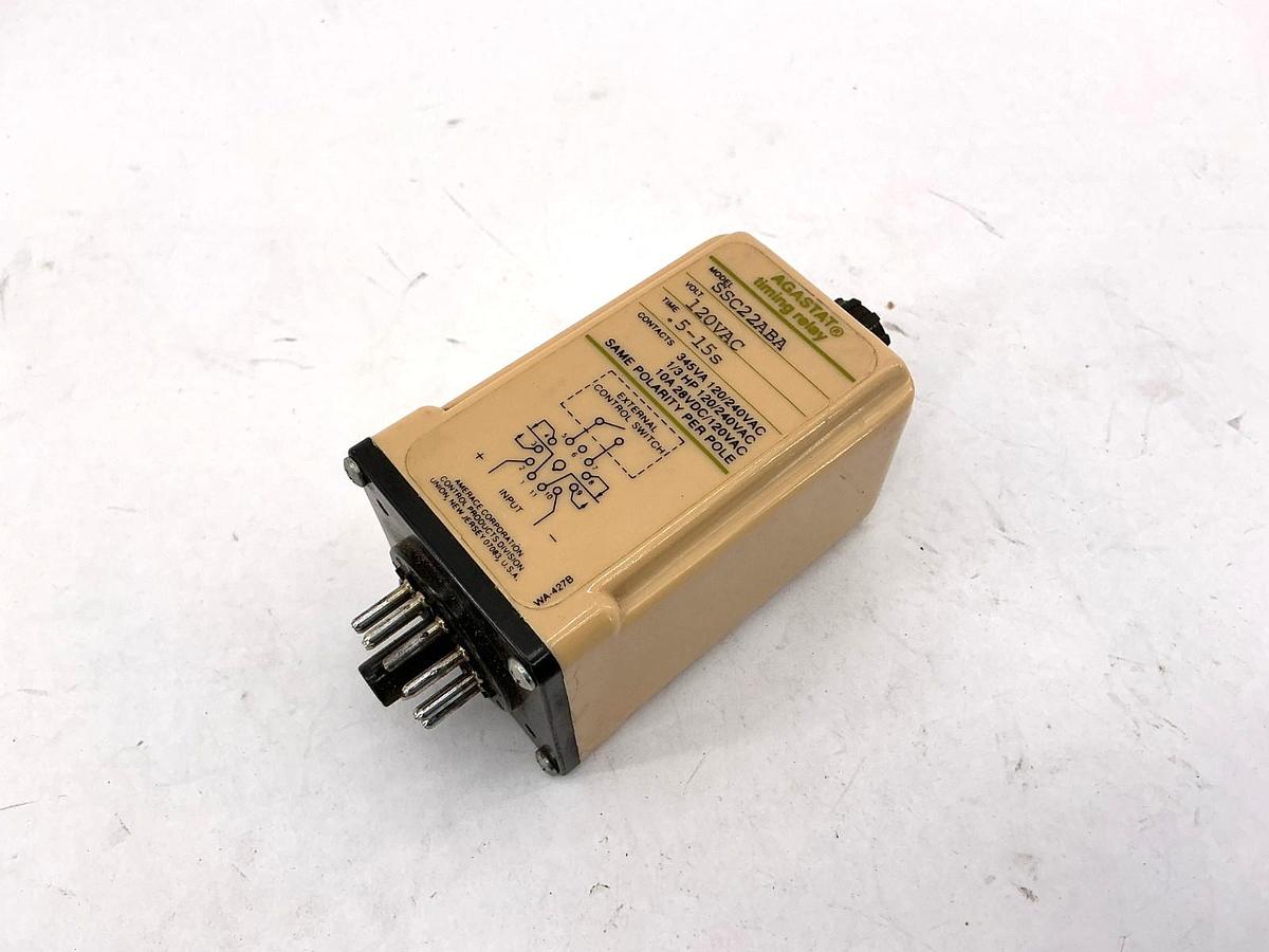 Used AGASTAT SSC22ABA Timing Relay 120VAC Time 0.5-15sec 11-Pin