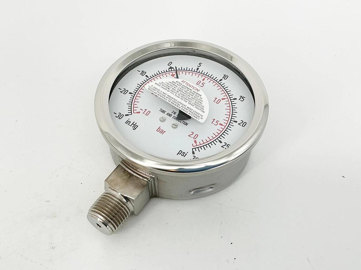 New Swagelok PGI-100C-PC30-LAPX Pressure Gauge 30PSIG 2Bar 1/2" NPT