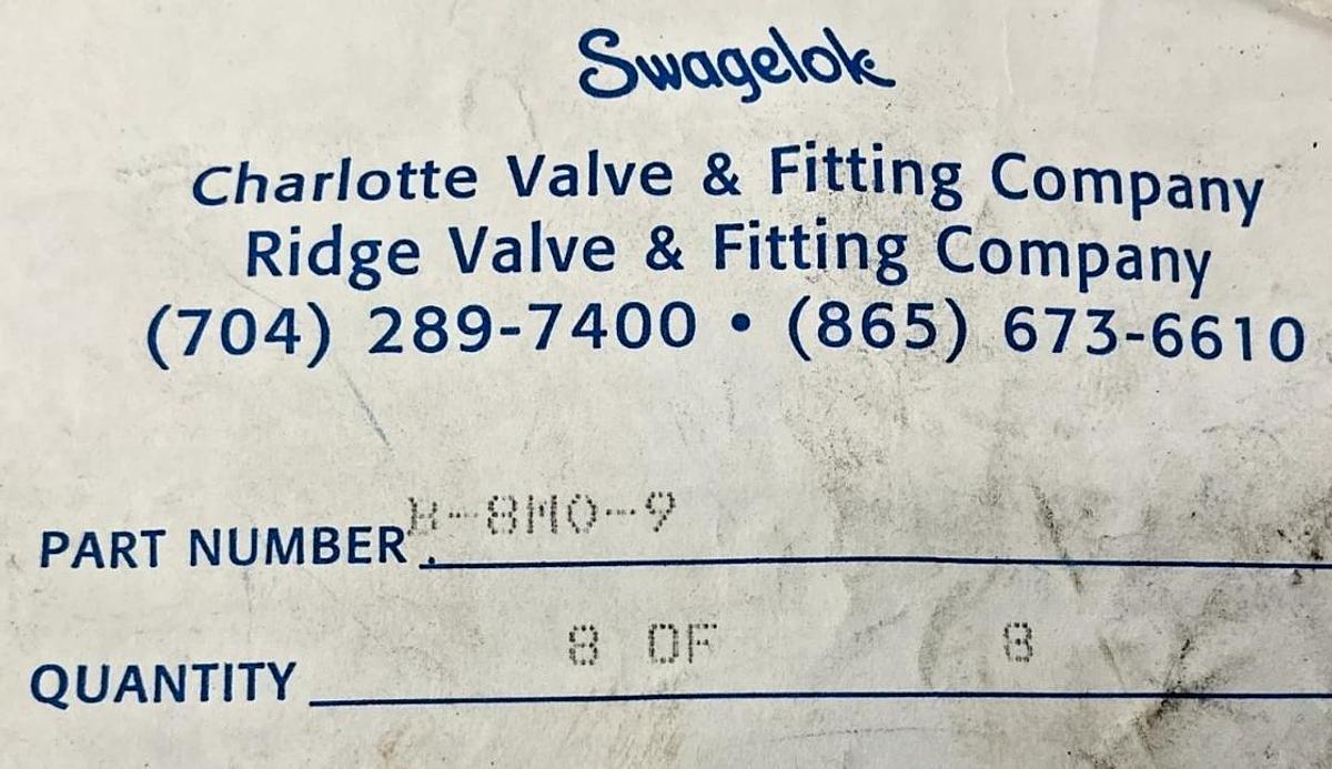 Bag of 8 New Swagelok B-8M0-9 Brass Tube Fitting Union Elbow 8mm Tube OD