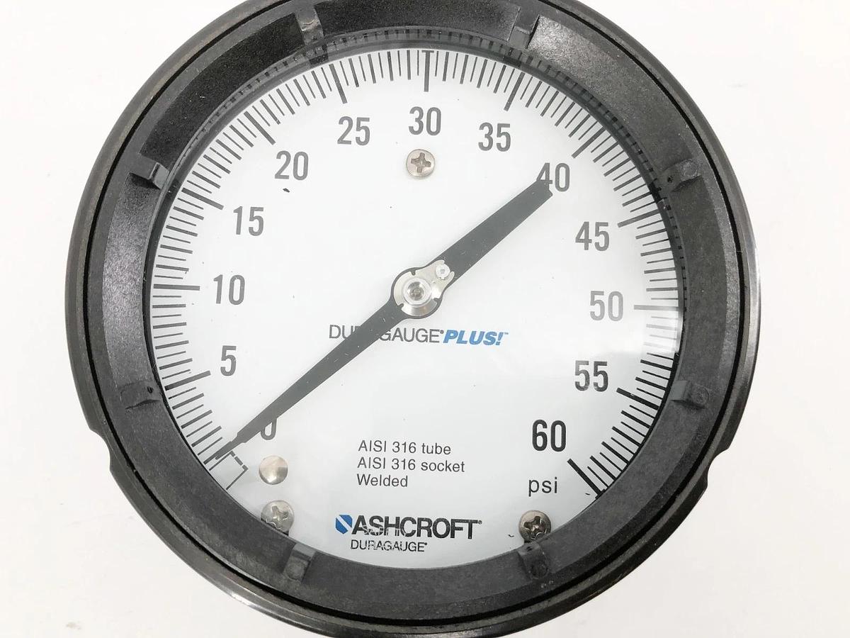 New Ashcroft 45-1279-SS-04L-60# Gauge 4-1/2" 60psi 1/2" LM