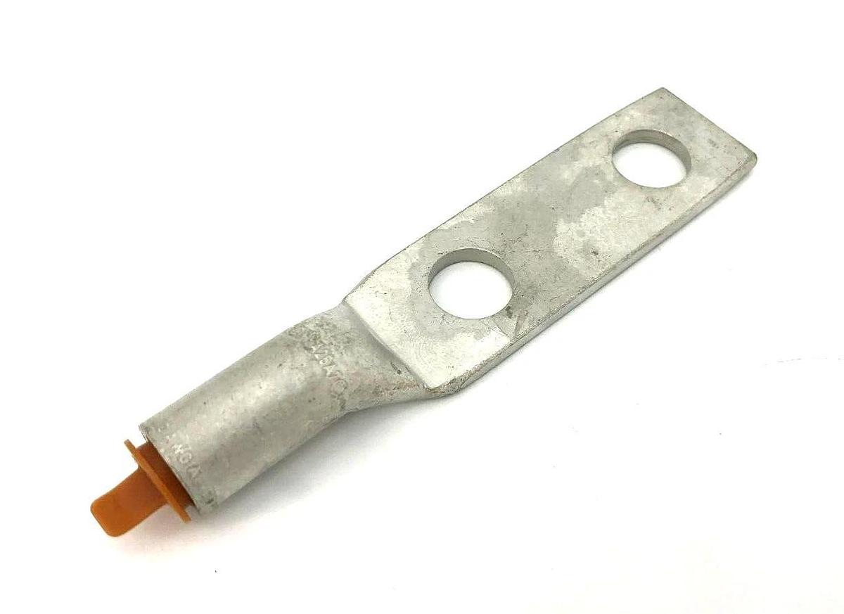Lot of 2 New Burndy YA25A7 Aluminum Compression Lugs, 1/0 AWG, 1/2" Stud. 2 Hole