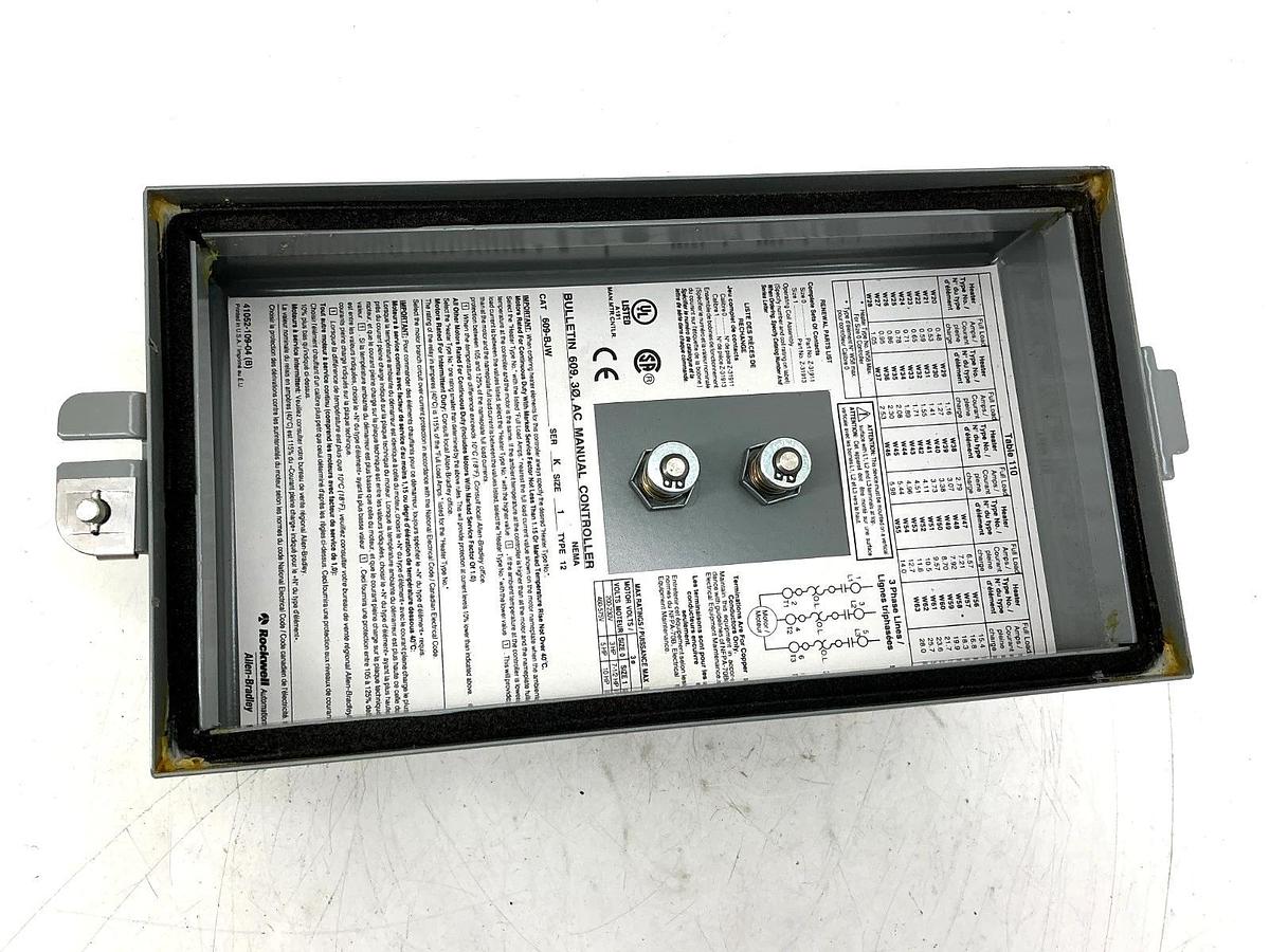 New Allen Bradley 609-BJW Ser K AC Manual Starter Pushbutton Size 1 3PH 600VAC