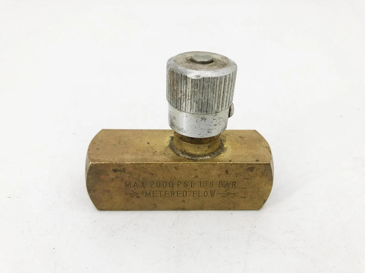 Used Parker SPF400B Flow Control Valve 1/4-18 NPTF 2000psi Brass