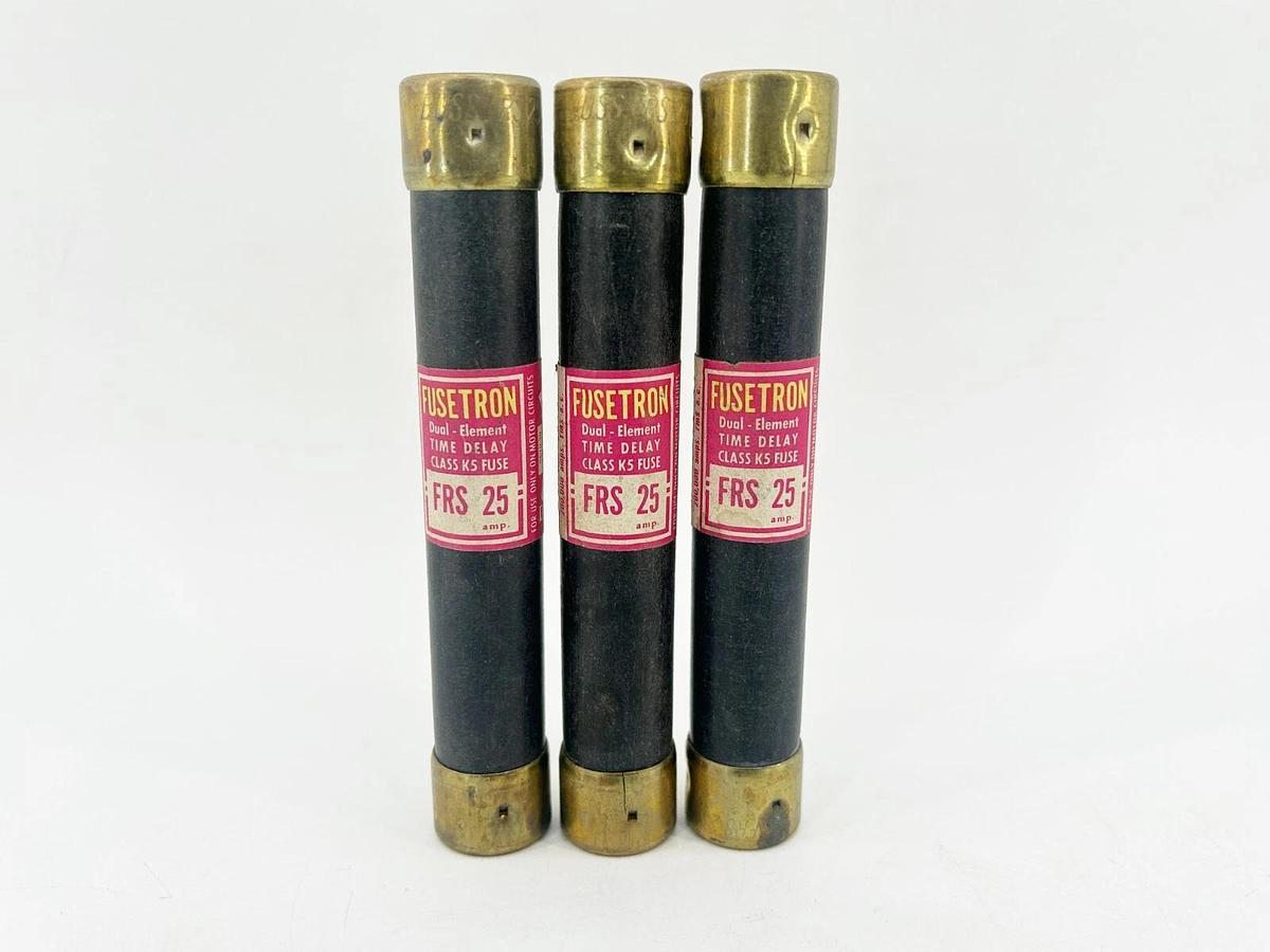 Used Lot of 3 Bussmann FRS-25 Time Delay Fuse Dual Element 25A 600V Class K5
