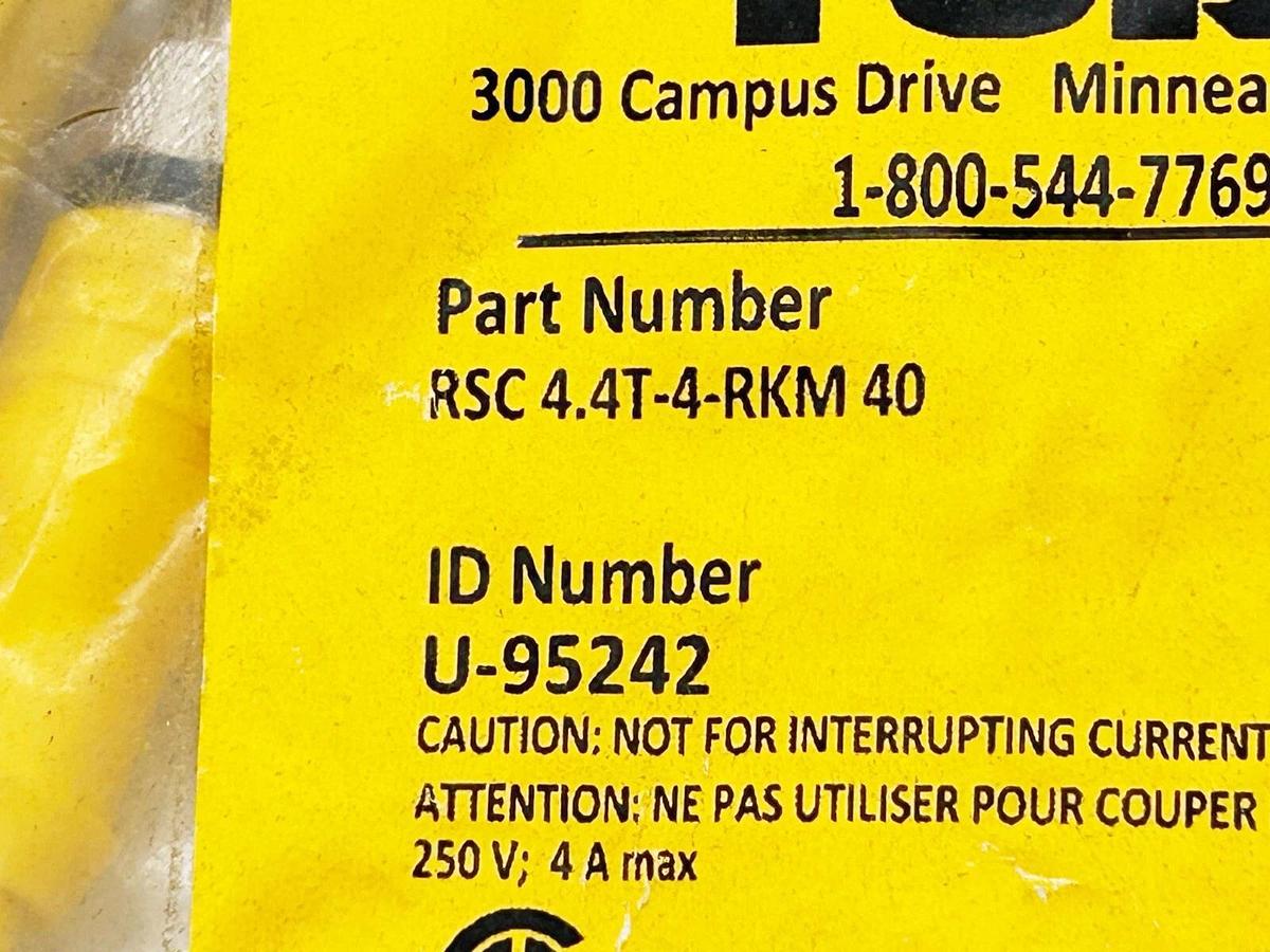 New Turck RSC 4.4T-4-RKM 40 Double Ended Cordset M12 Eurofast 7.8" U-95242