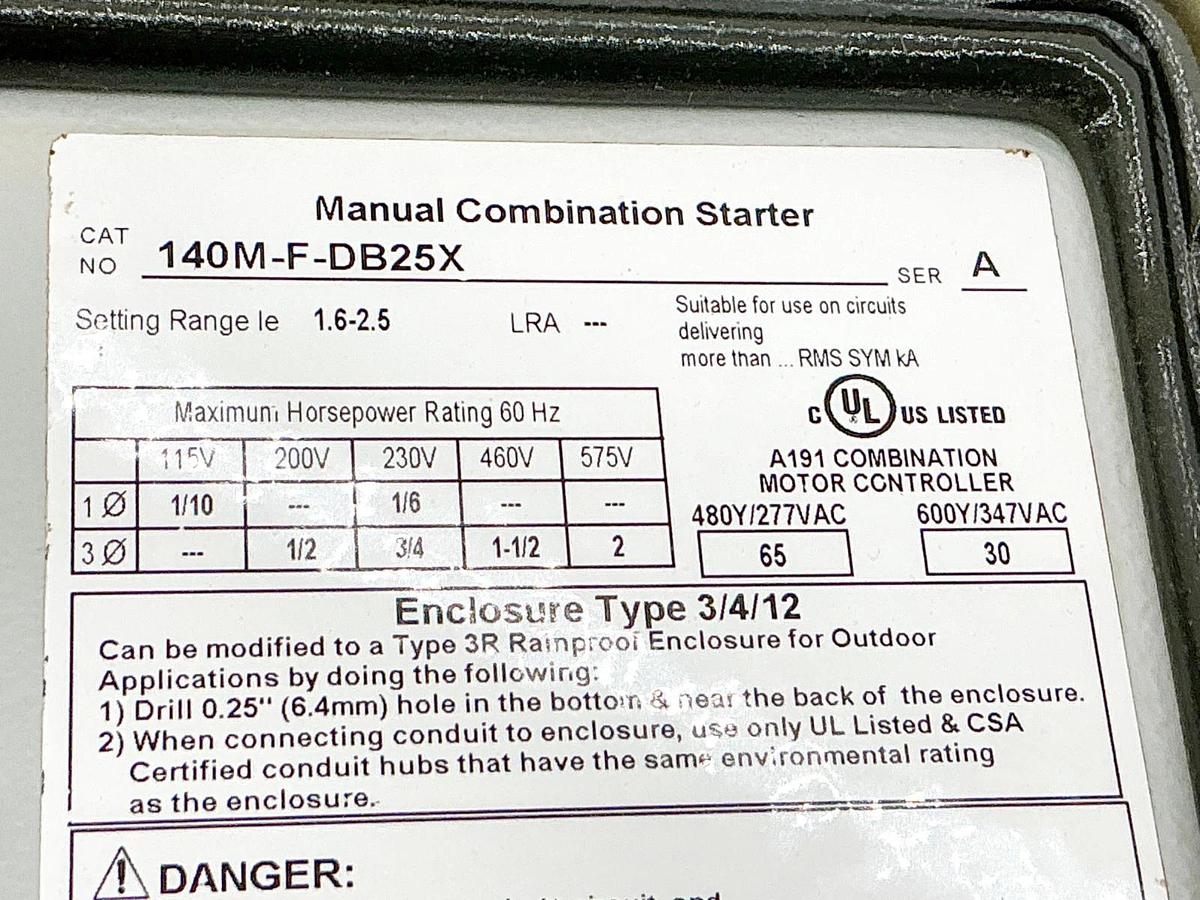 New Allen Bradley 140M-F-DB25X Manual Combination Starter 575V Ser.A - No Box